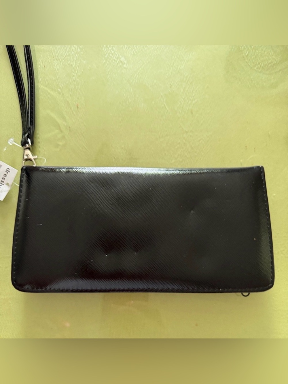 Dressbarn Black Faux-Leather Wristlet Clutch